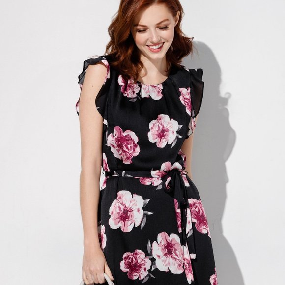Floral print tulip sleeve dress - Picture 1 of 2